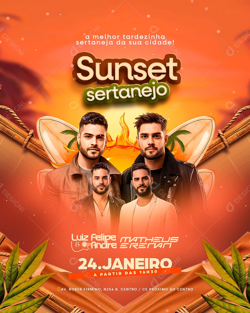 Flyer Sunset Sertanejo Social Media PSD Editável