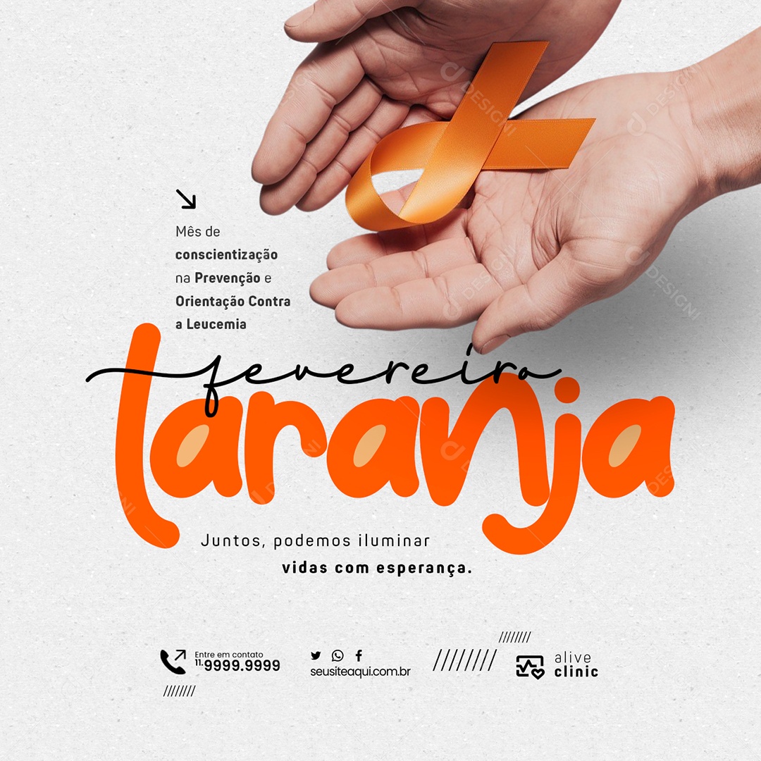 Fevereiro Laranja Juntos Podemos Iluminar Vidas com Esperança Social Media PSD Editável