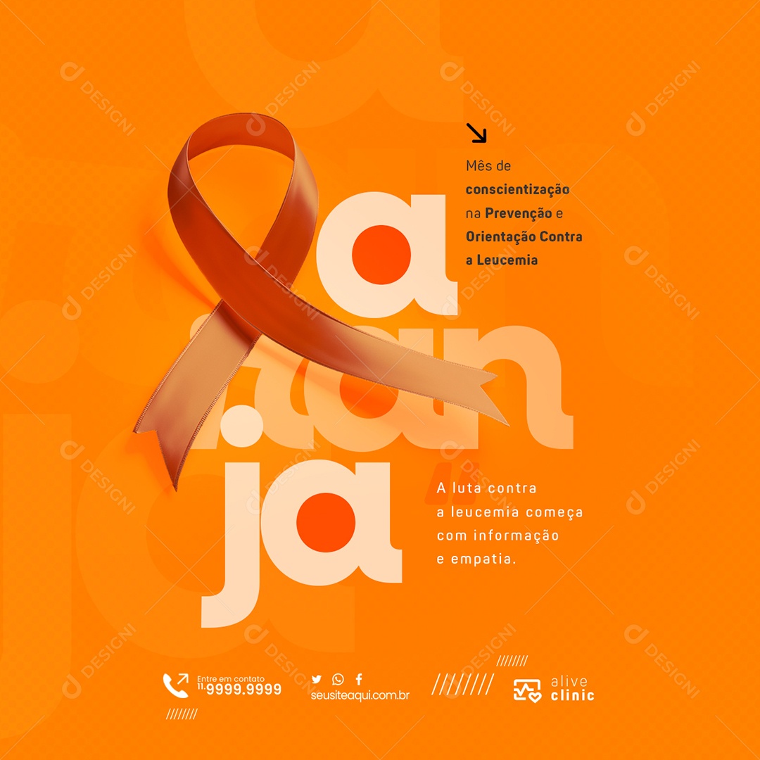 Fevereiro Laranja A Luta Contra a Leucemia Começa Social Media PSD Editável