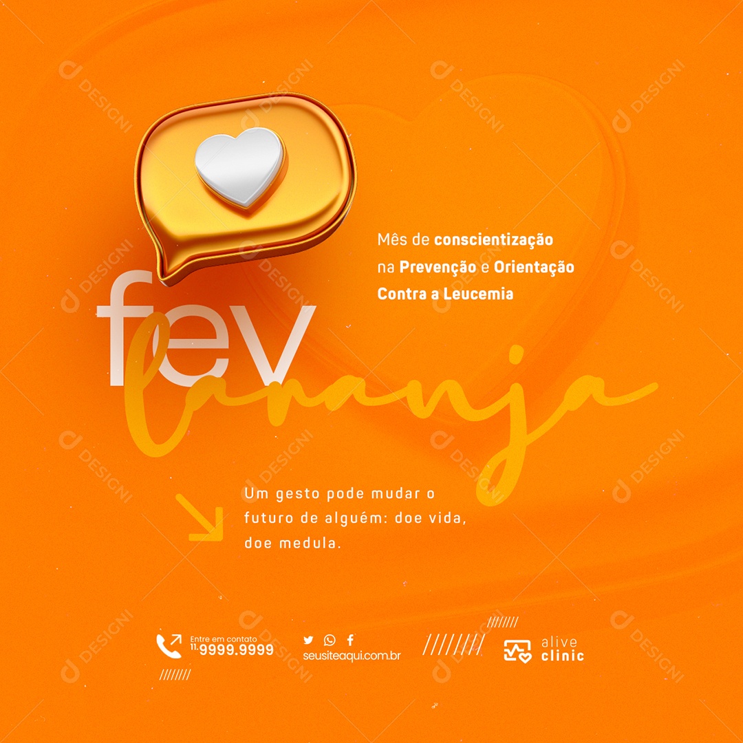 Fevereiro Laranja Um Gesto Pode Mudar o Futuro de Alguém Social Media PSD Editável