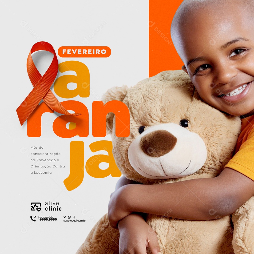 Fevereiro Laranja Mês de Conscientização na Prevenção Social Media PSD Editável