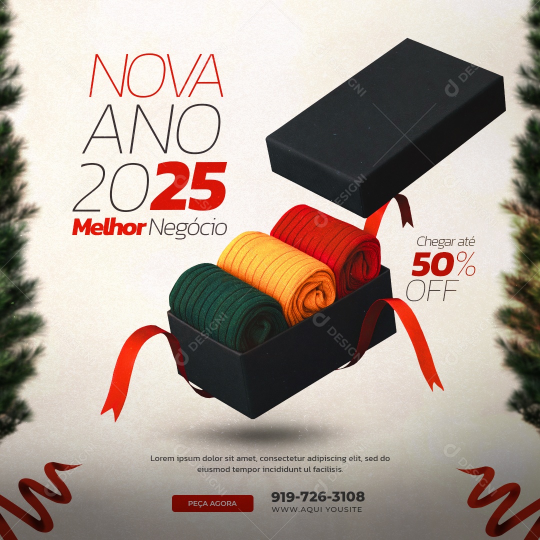 Feed Feliz Ano Novo Oferta 50% Social Media PSD Editável