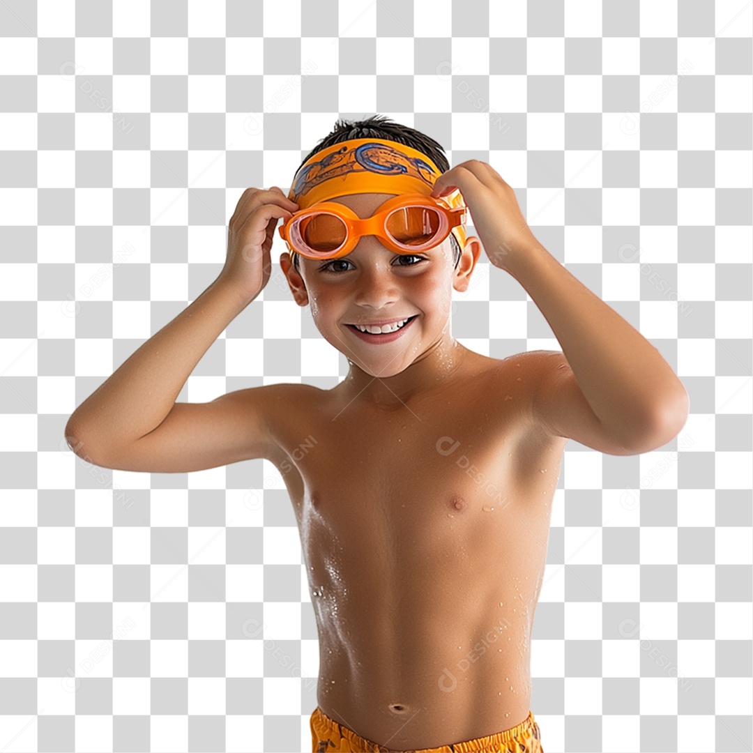 Criança com Roupa de Praia Verão PNG Transparente