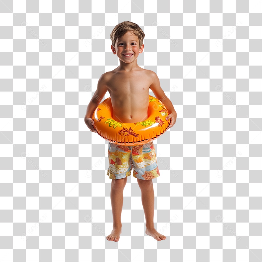 Criança com Roupa de Praia Verão PNG Transparente