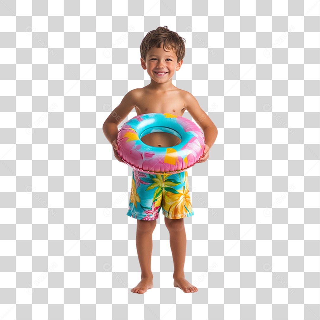 Criança com Roupa de Praia Verão PNG Transparente