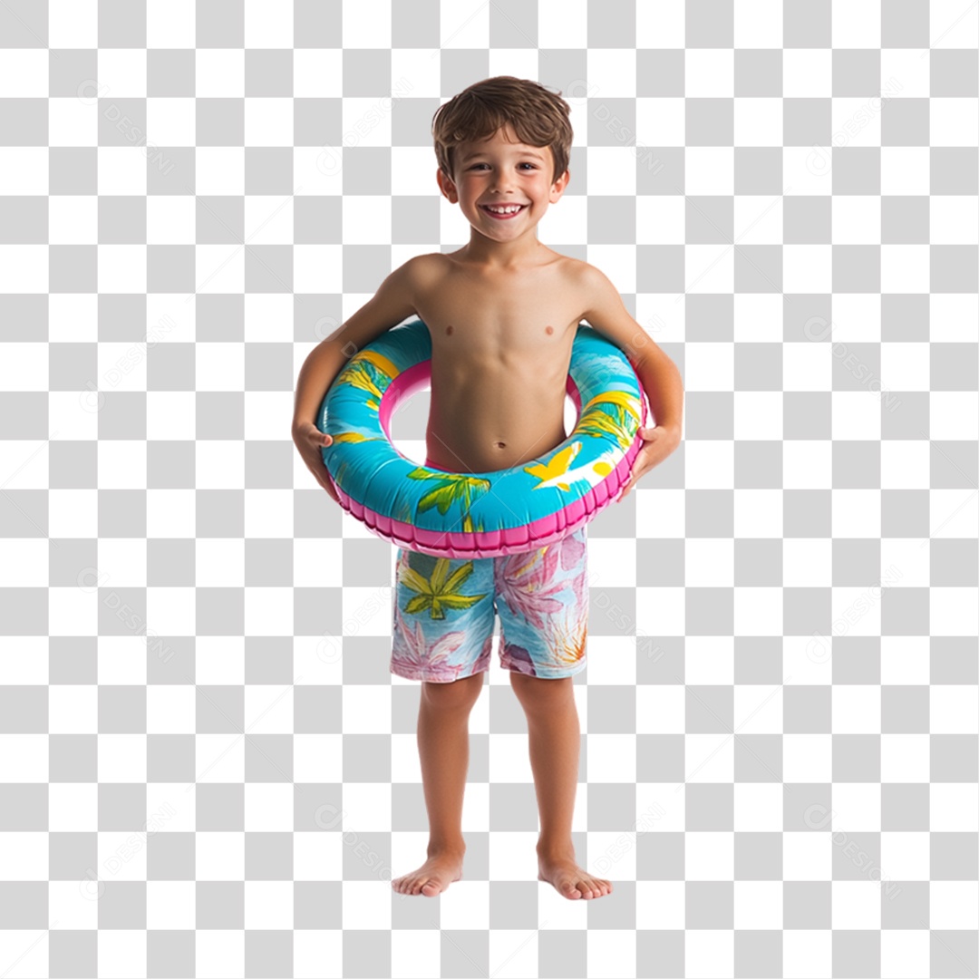 Criança com Roupa de Praia Verão PNG Transparente