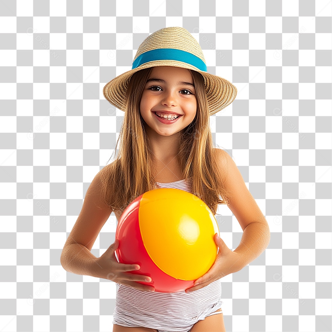 Criança com Roupa de Praia Verão PNG Transparente