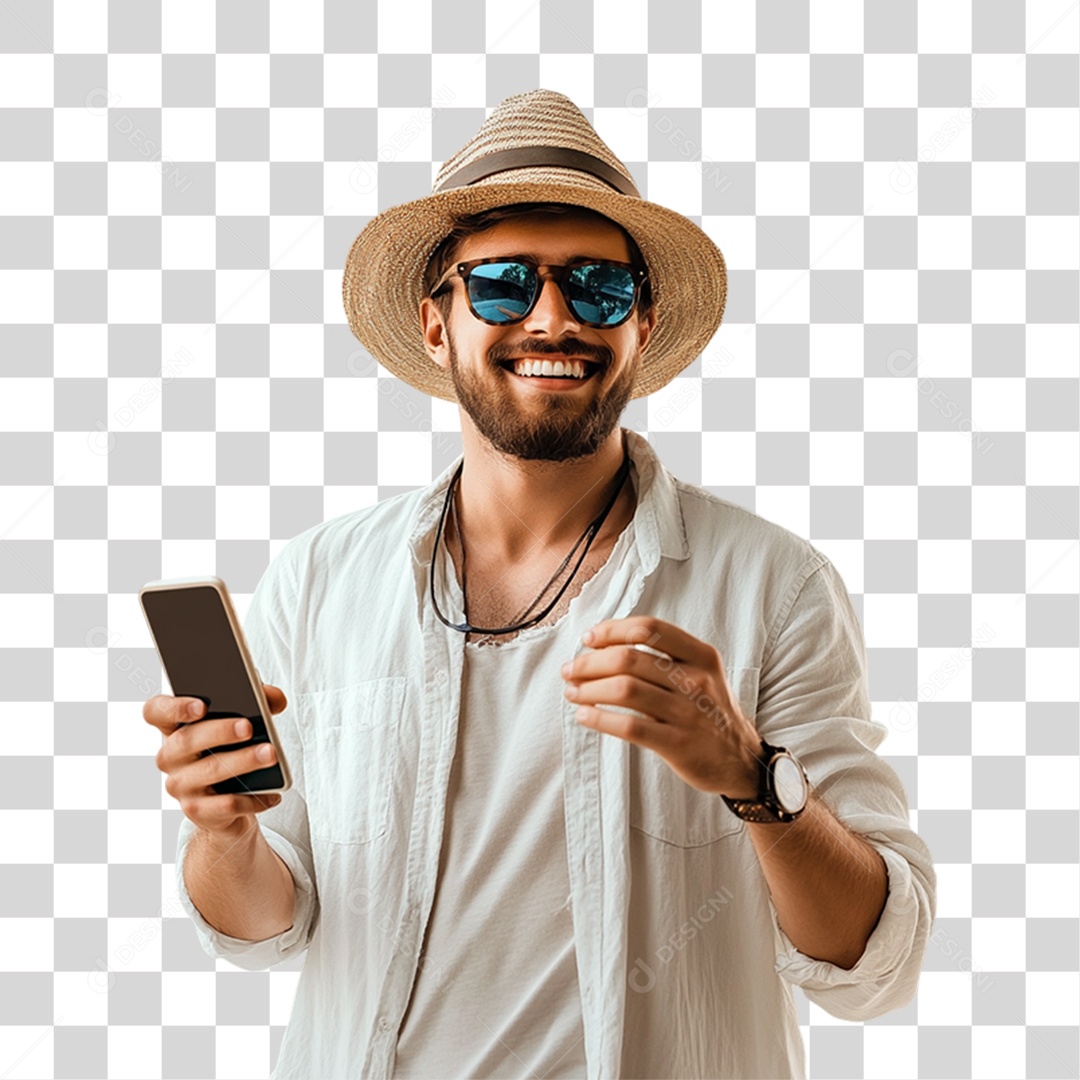 Homem com Roupa de Praia Verão PNG Transparente