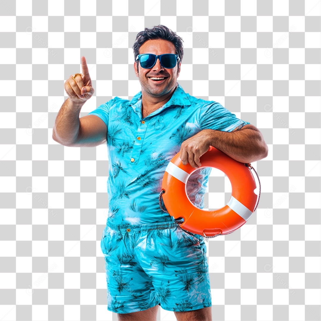 Homem com Roupa de Praia Verão PNG Transparente