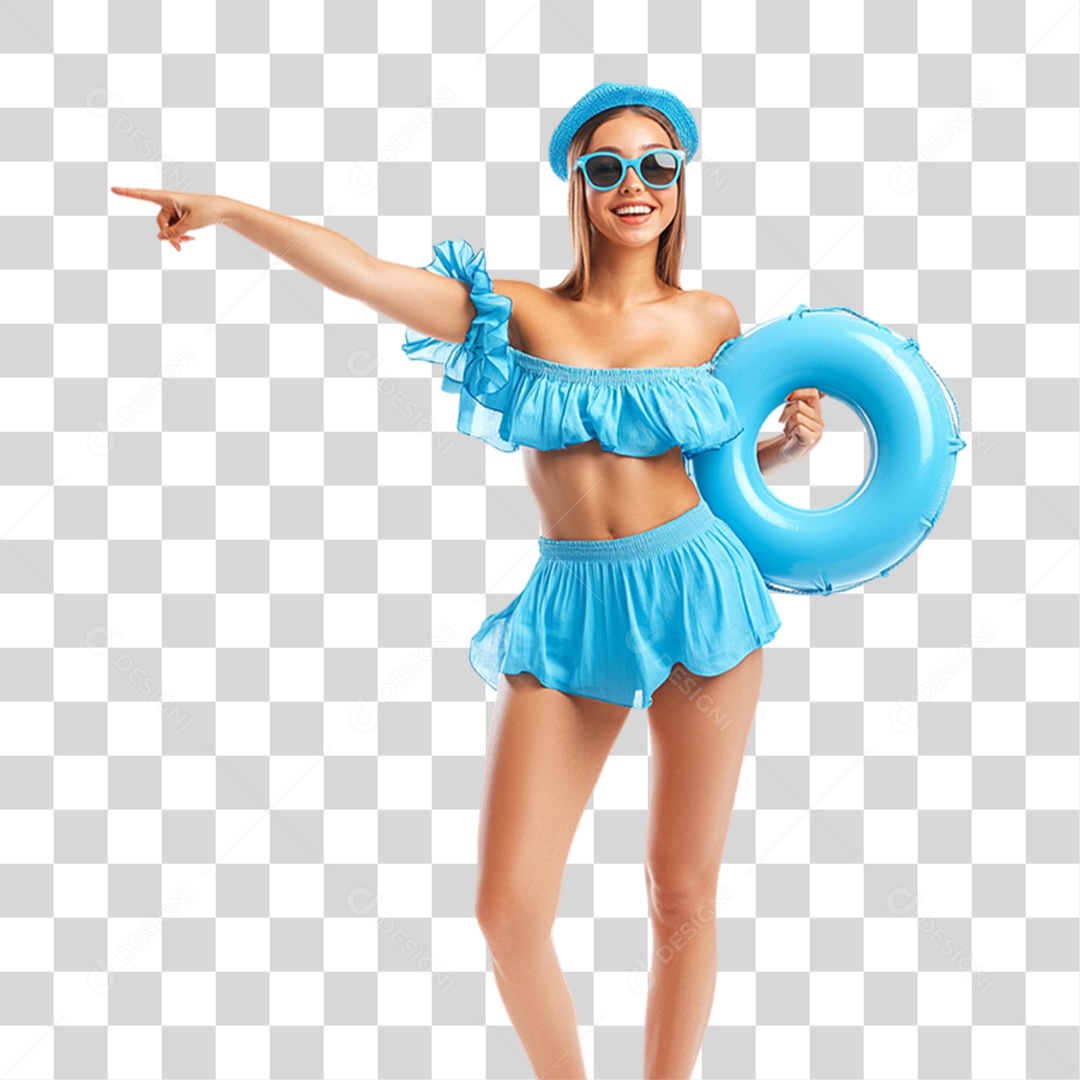 Jovem com Roupa de Praia Verão PNG Transparente