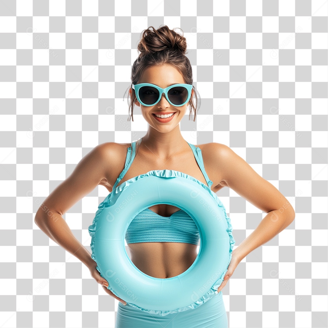 Jovem com Roupa de Praia Verão PNG Transparente