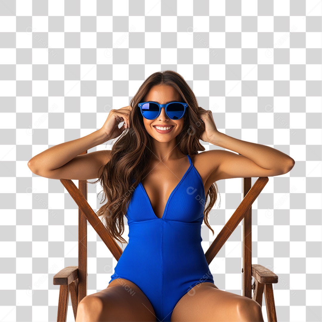 Jovem com Roupa de Praia Verão PNG Transparente