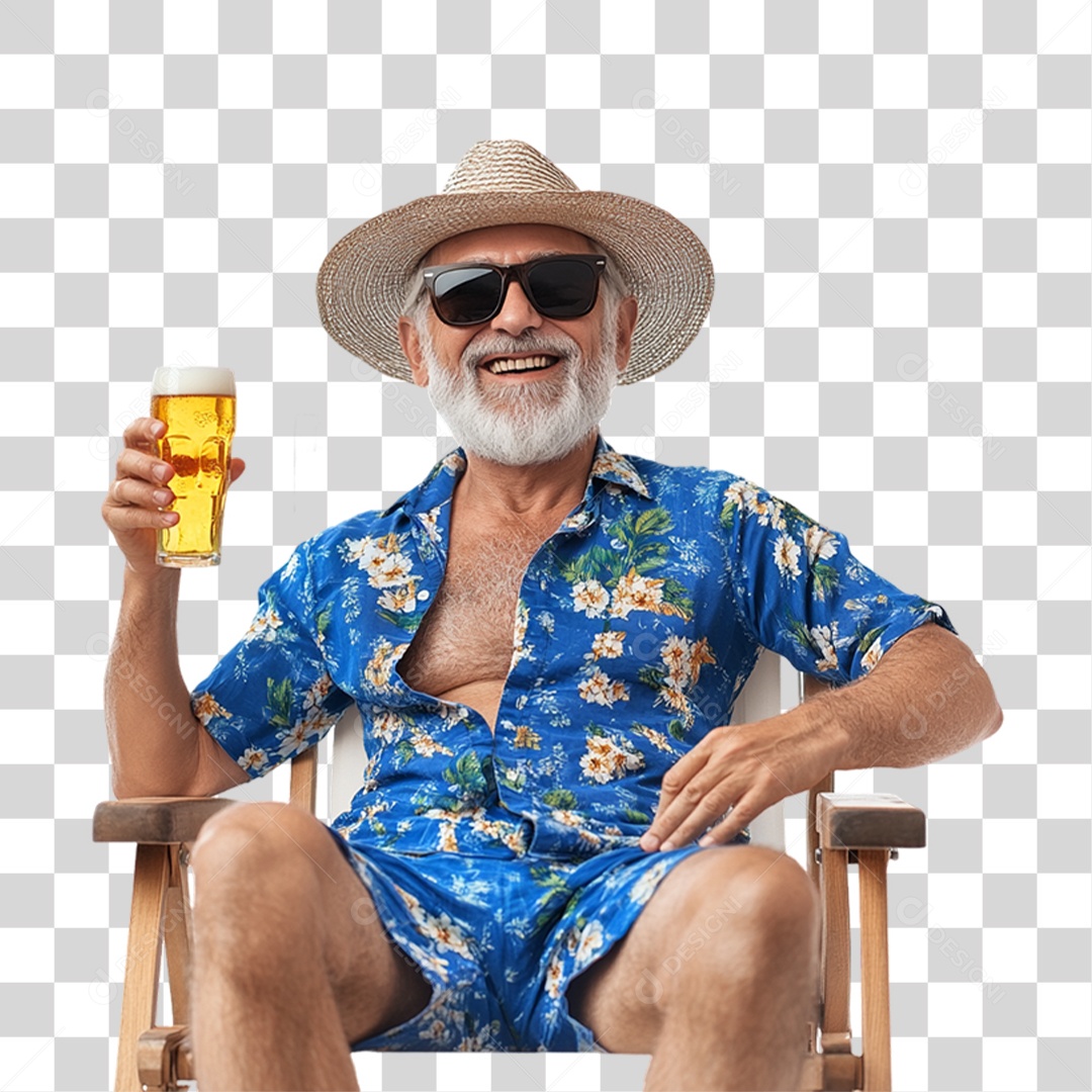 Homem com Roupa de Praia Verão PNG Transparente