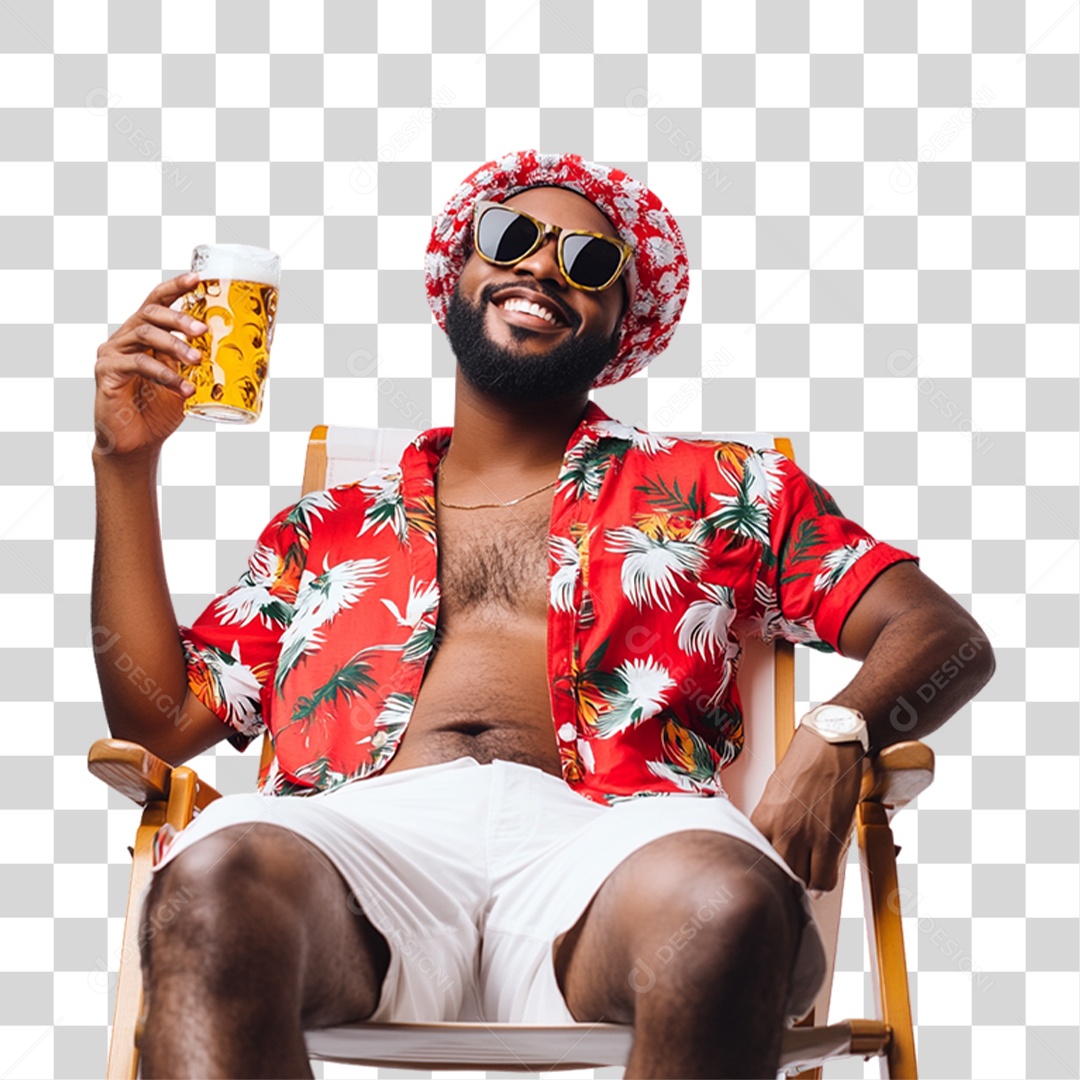 Homem com Roupa de Praia Verão PNG Transparente