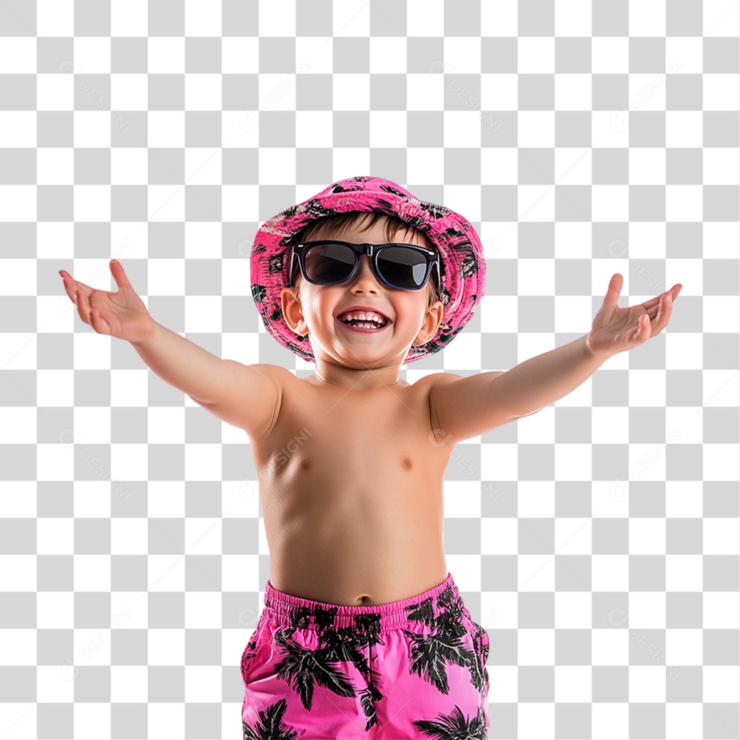 Criança com Roupa de Praia Verão PNG Transparente