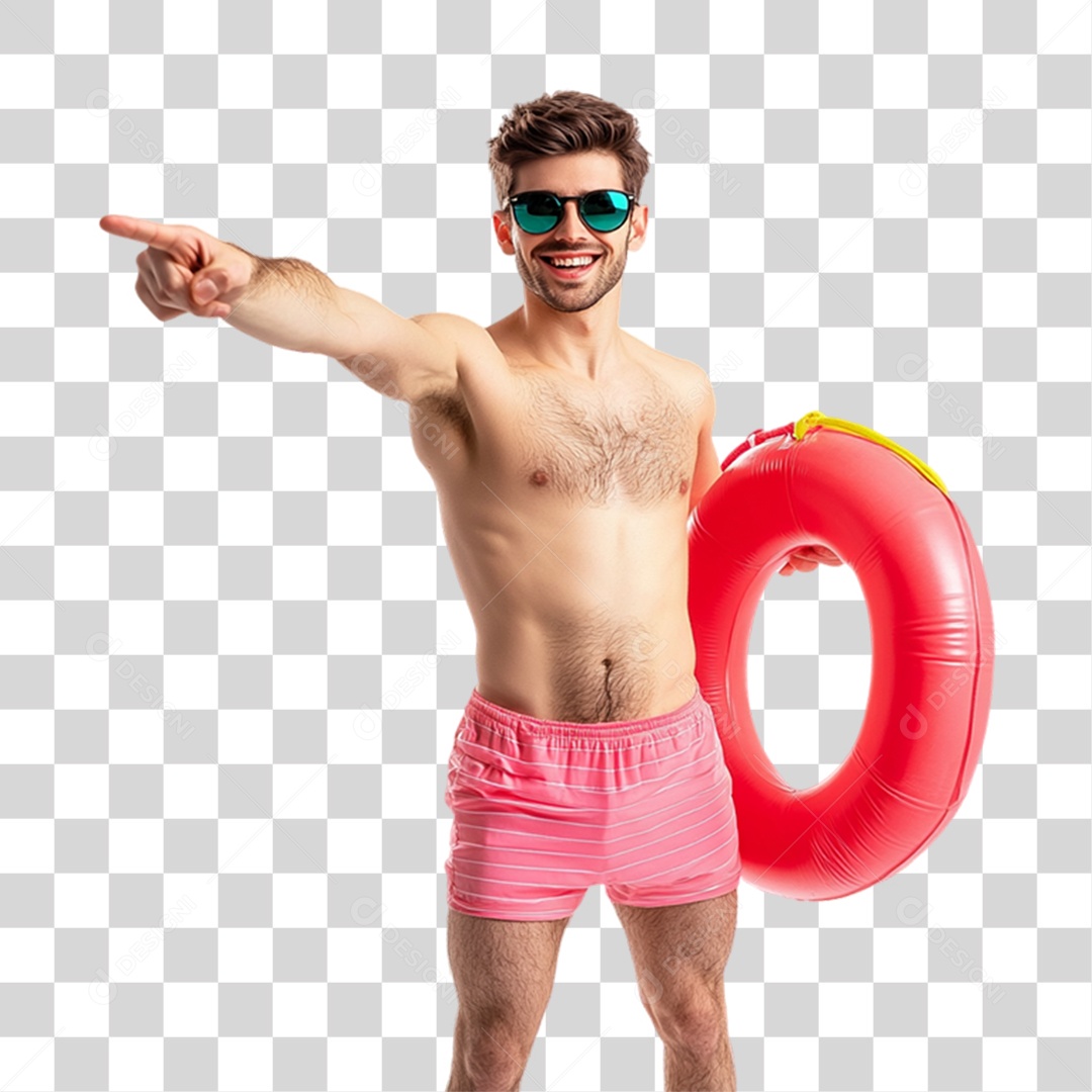 Jovem com Roupa de Praia Verão PNG Transparente