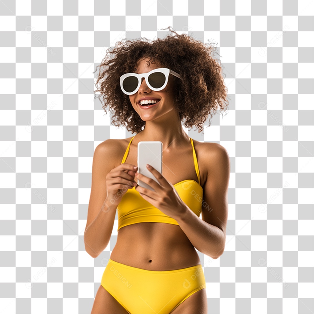 Jovem com Roupa de Praia Verão PNG Transparente