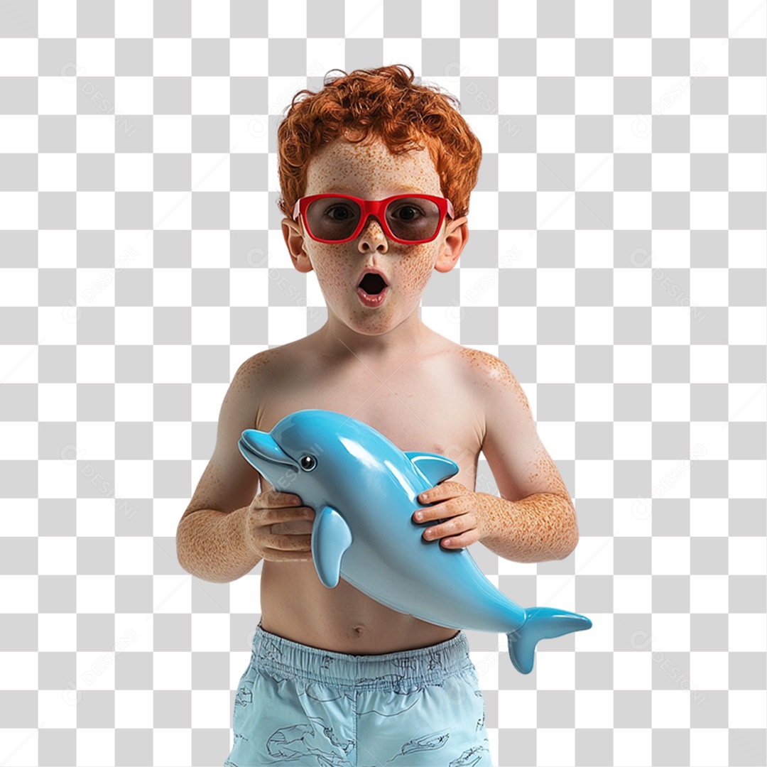 Criança com Roupa de Praia Verão PNG Transparente