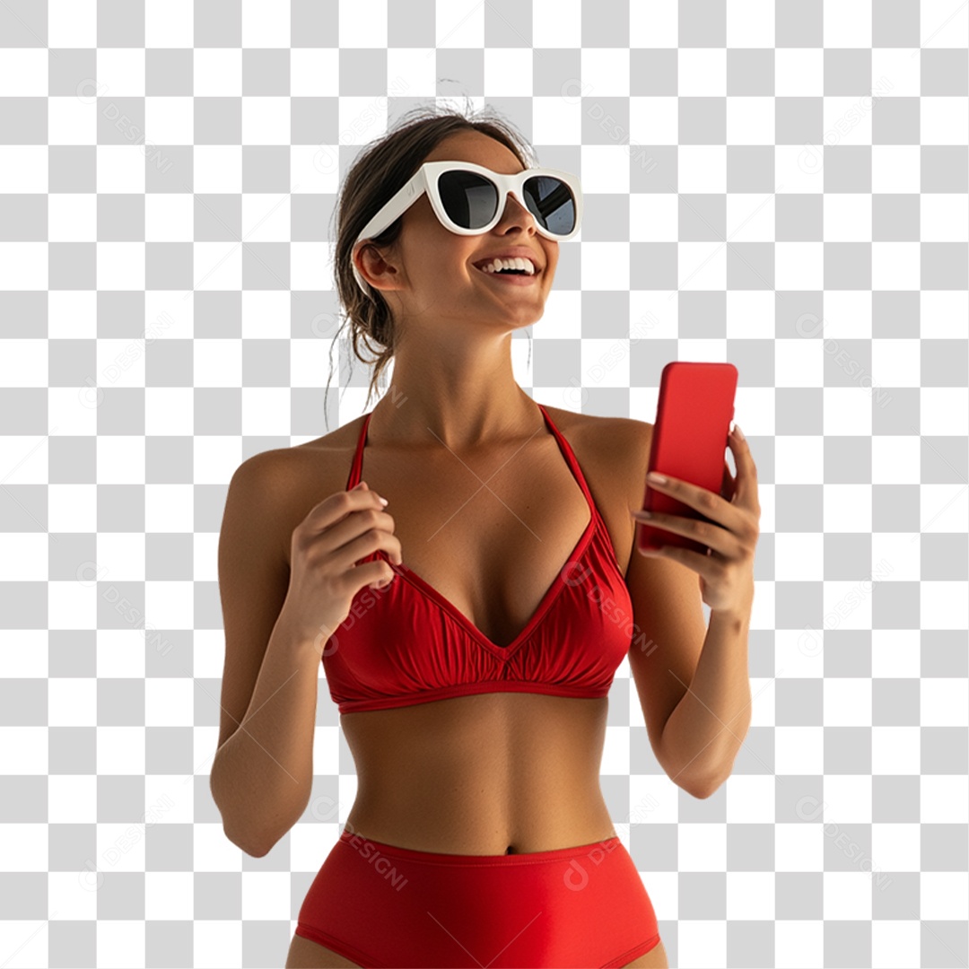 Jovem com Roupa de Praia Verão PNG Transparente