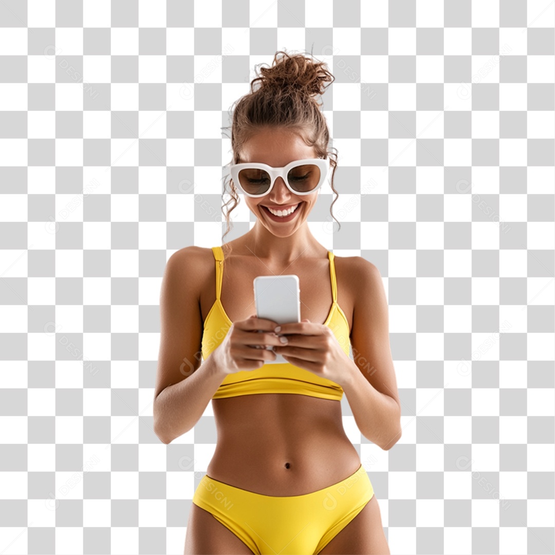 Jovem com Roupa de Praia Verão PNG Transparente