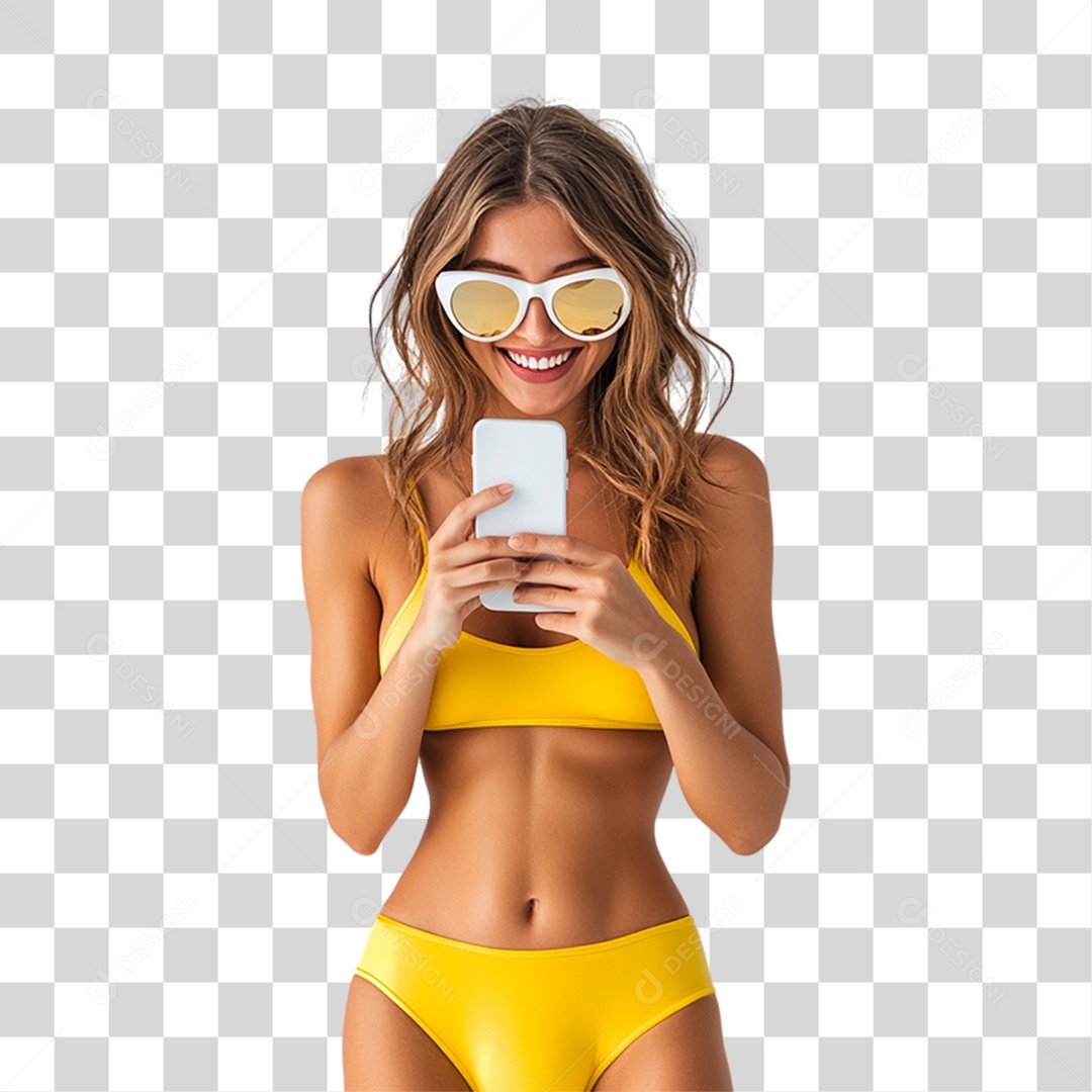 Jovem com Roupa de Praia Verão PNG Transparente