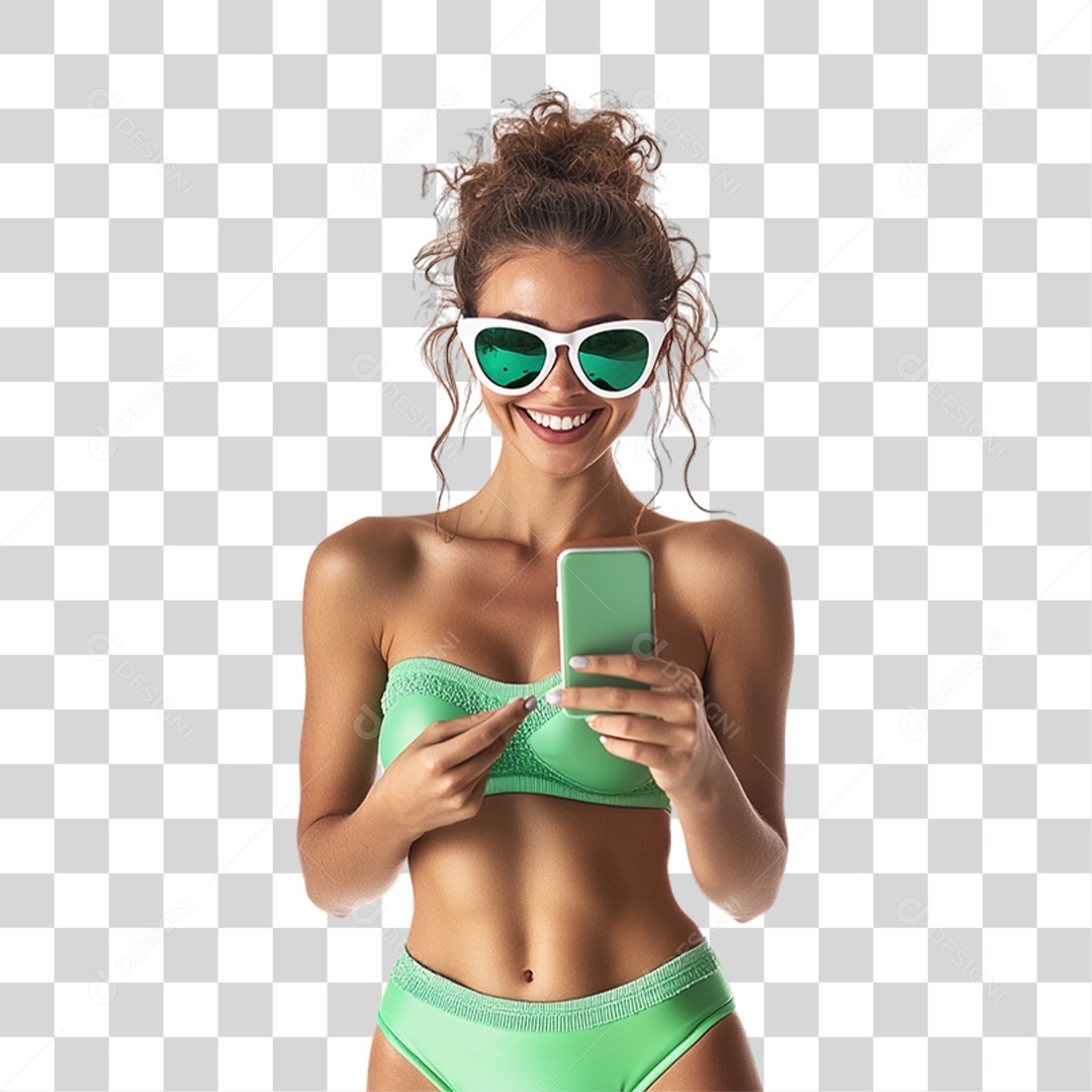 Jovem com Roupa de Praia Verão PNG Transparente