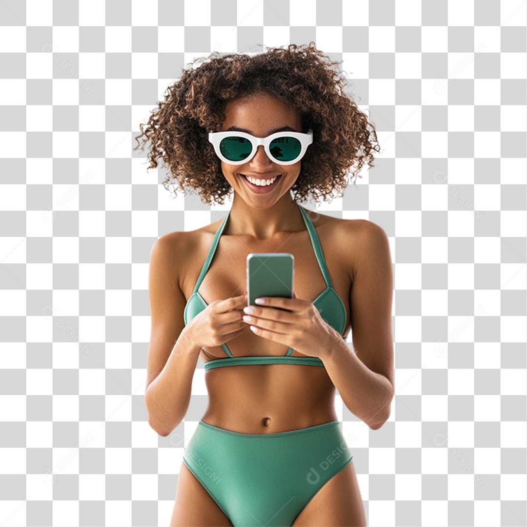 Jovem com Roupa de Praia Verão PNG Transparente