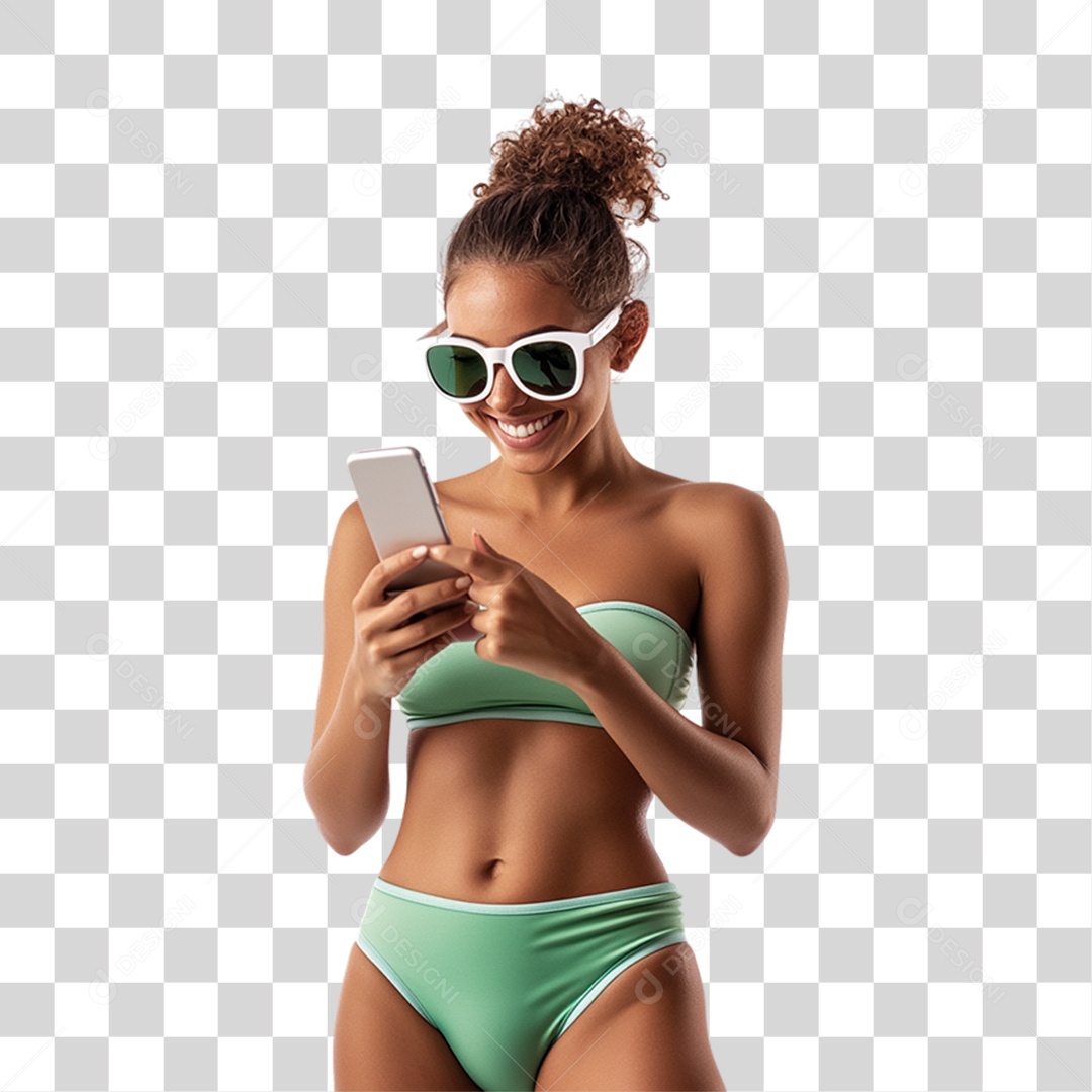 Jovem com Roupa de Praia Verão PNG Transparente