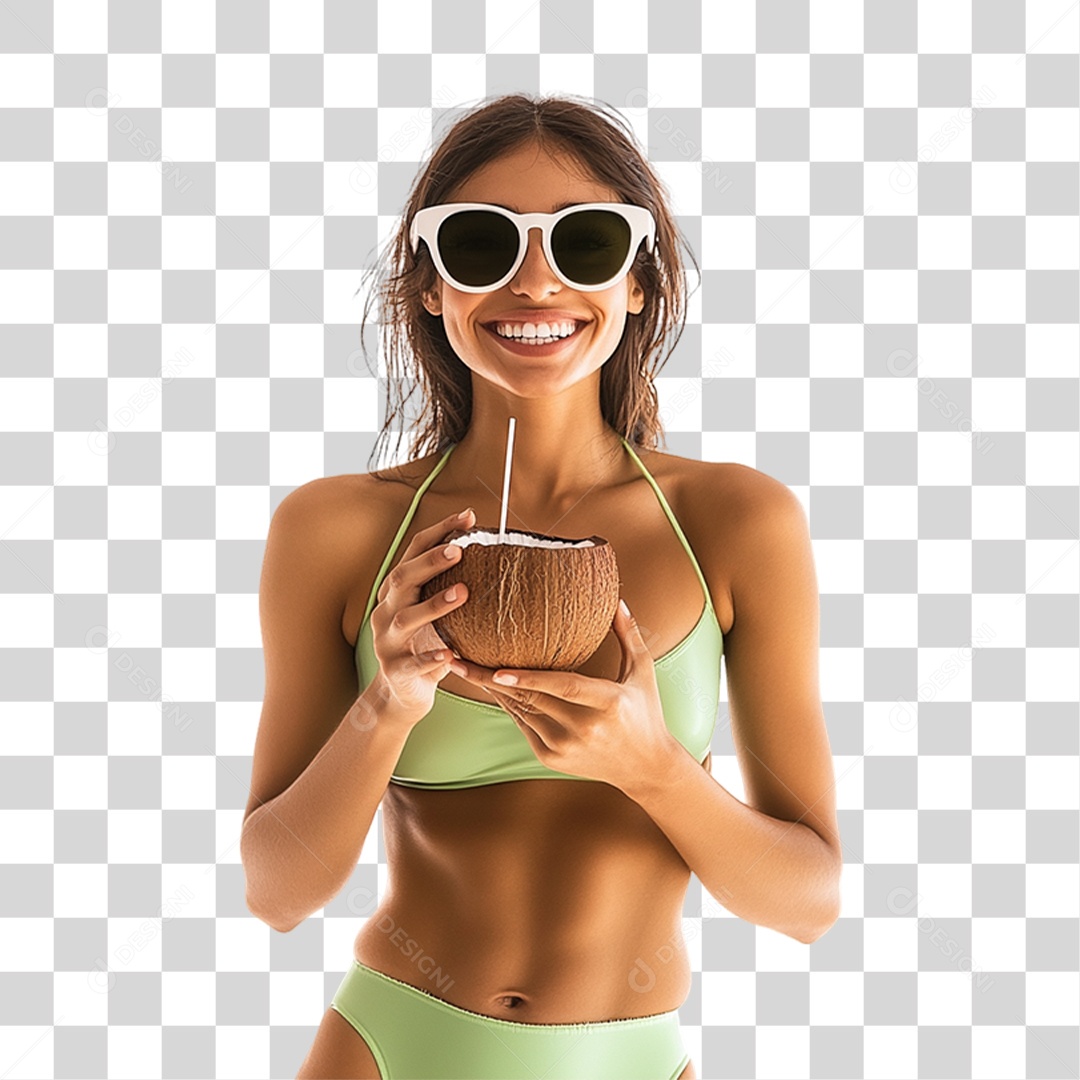 Jovem Curtindo Praia Verão PNG Transparente