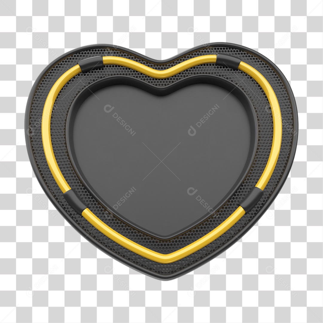 Metal Plate in Heart Shape 3D PNG Element Transparent