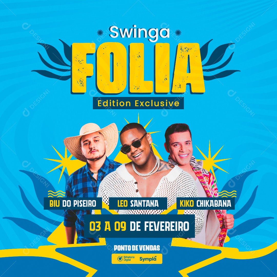 Feed Show Folia Swinga Line Up Social Media PSD Editável