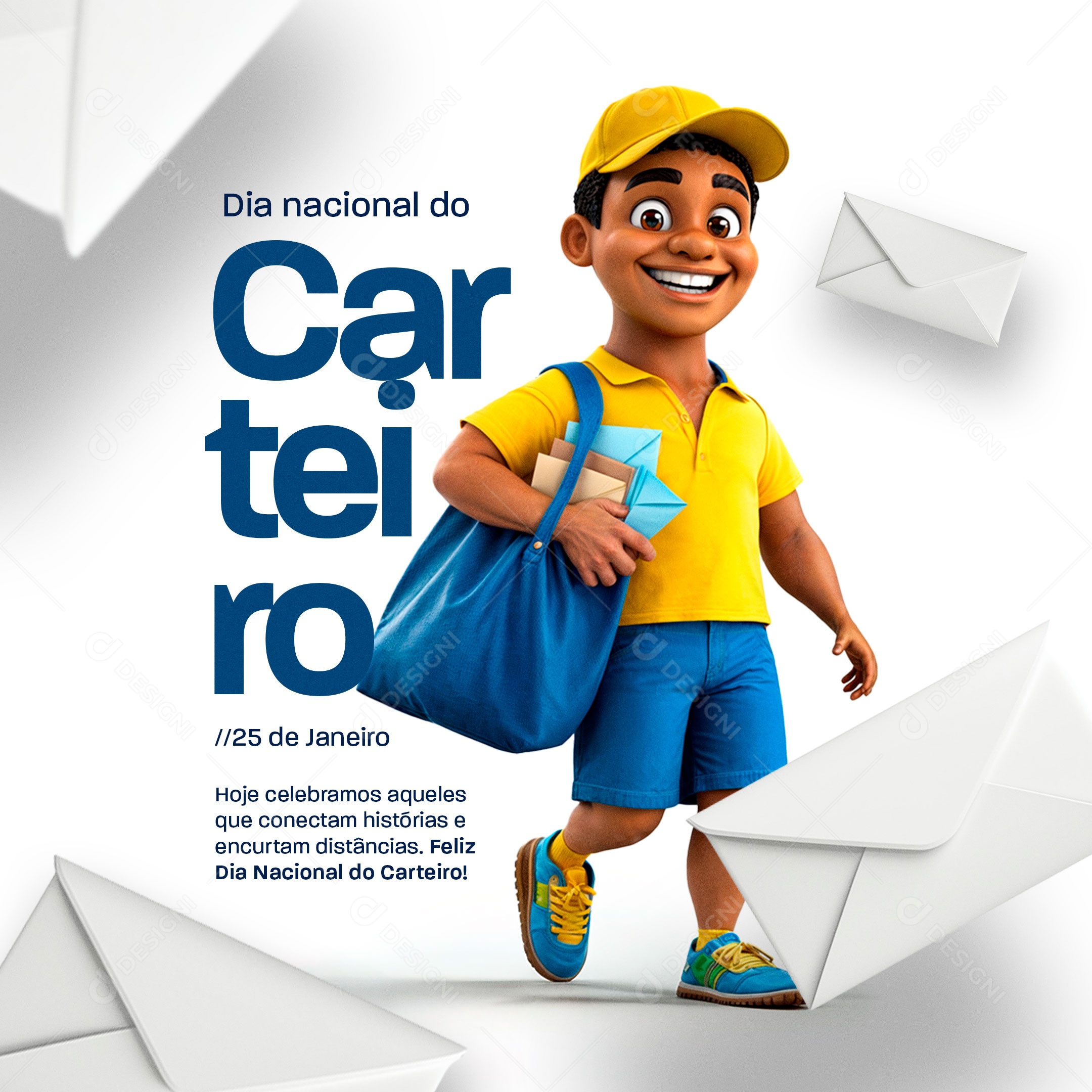 Dia do Carteiro 25 De Janeiro Social Media PSD Editável