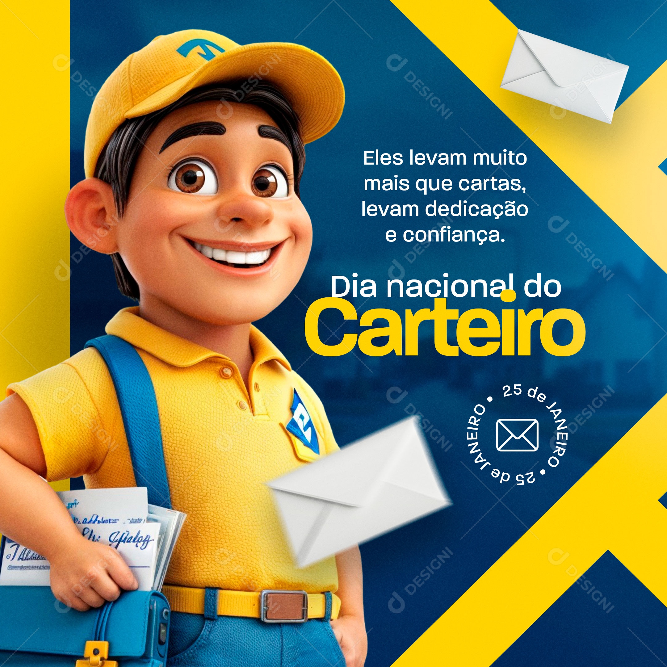 Dia do Carteiro 25 De Janeiro Social Media PSD Editável