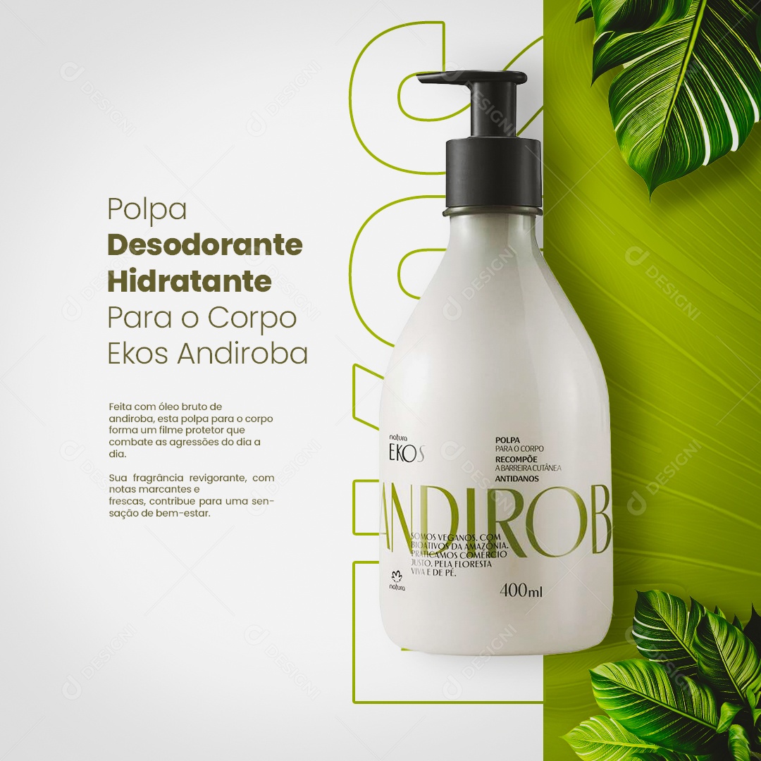 Feed Cosméticos Natura Ekos Desodorante Hidradante Social Media PSD Editável