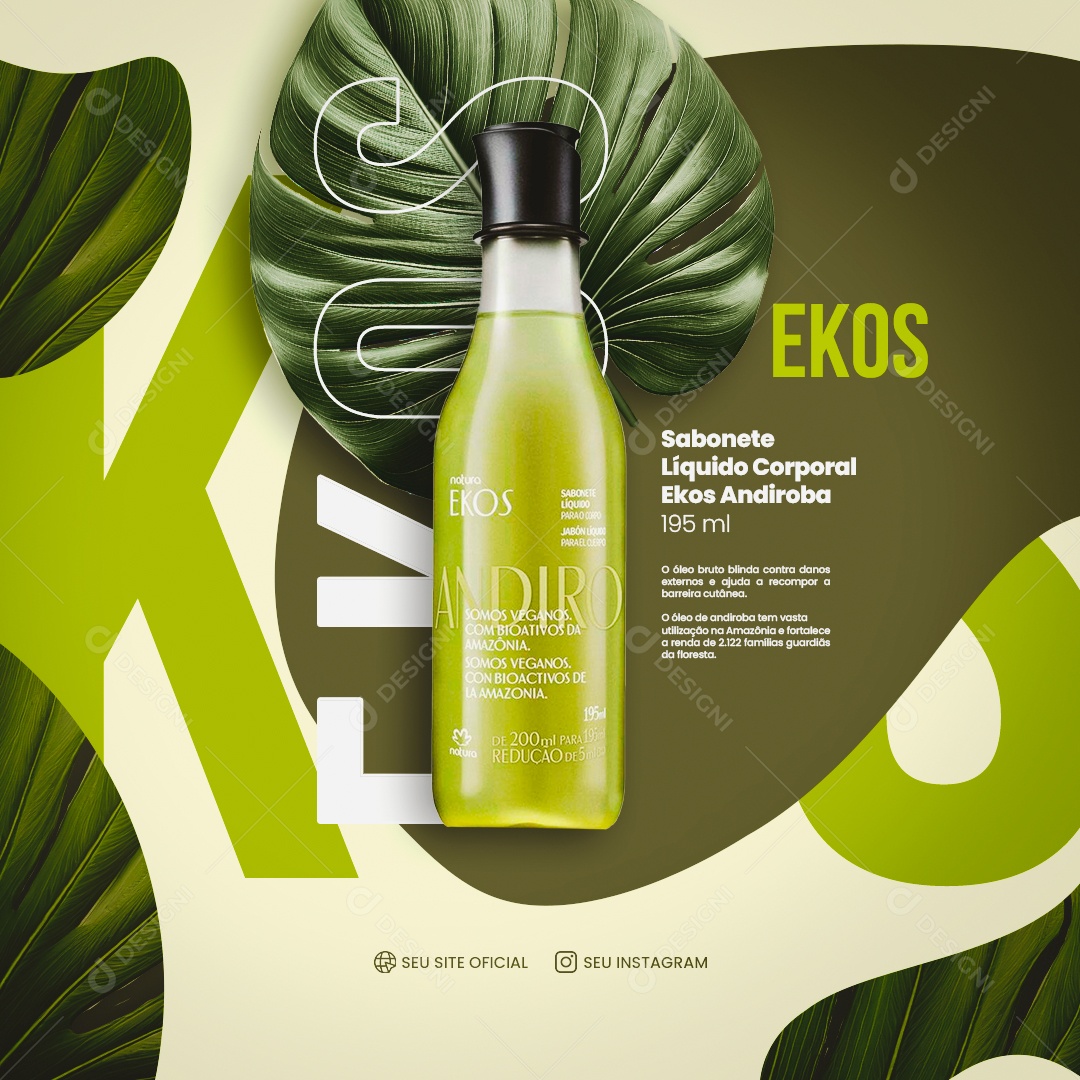 Feed Cosméticos Natura Ekos Social Media PSD Editável