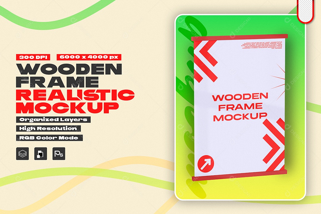 Mockup Moldura de Madeira Realista PSD Editável