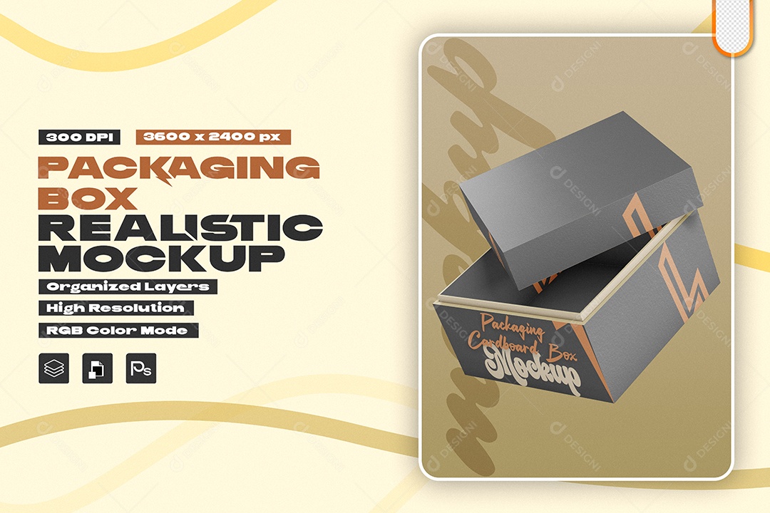 Caixa de Embalagem Mockup PSD Editável