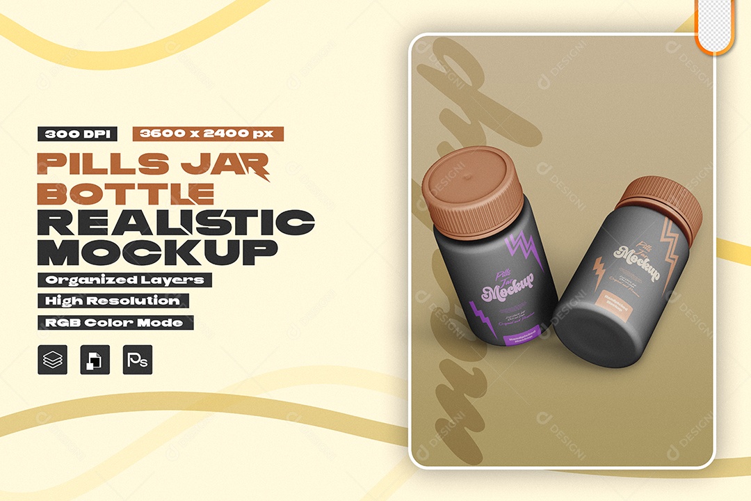 Mockup Frasco de Comprimidos PSD Editável