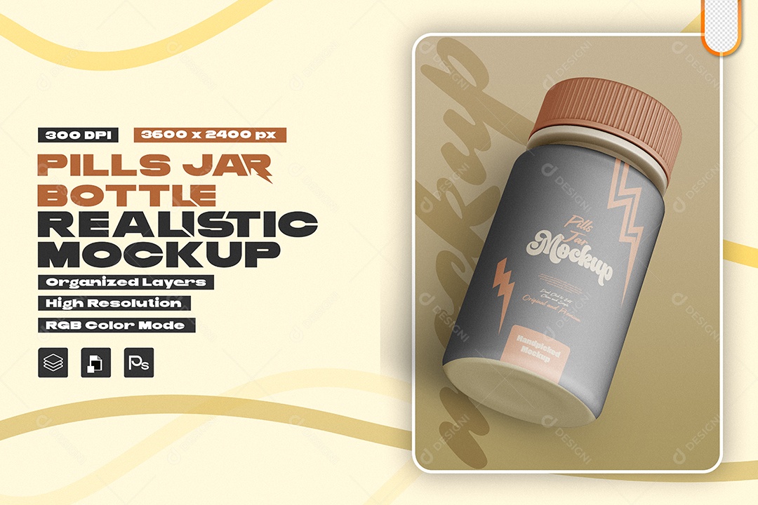 Mockup Frasco de Comprimidos PSD Editável