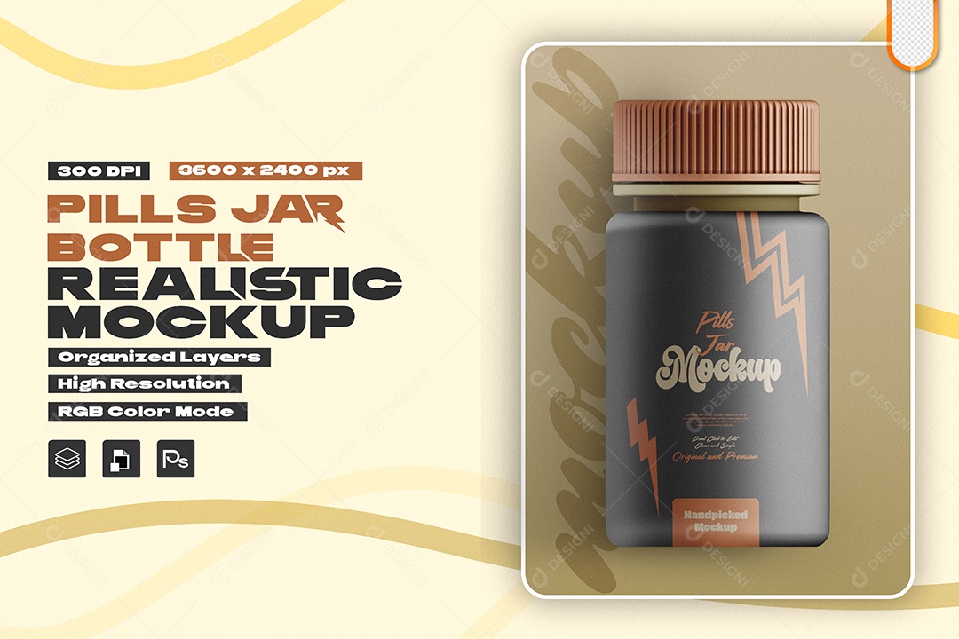Mockup Frasco de Comprimidos PSD Editável