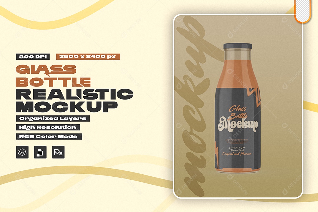 Mockup Embalagem de Garrafa de Vidro PSD Editável