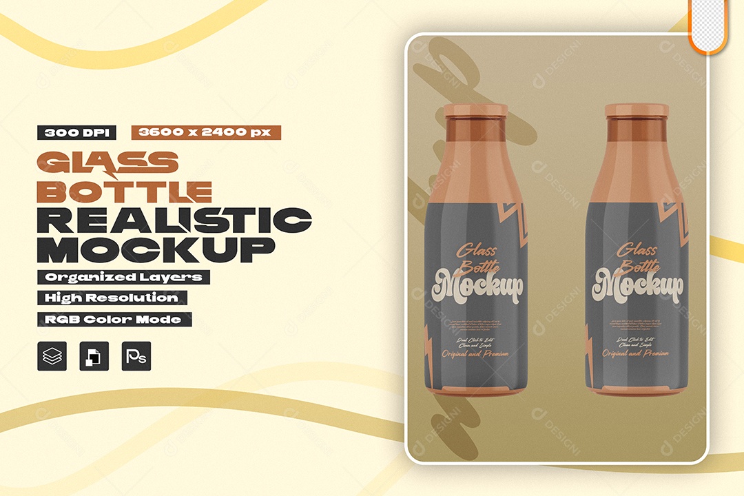 Mockup Embalagem de Duas Garrafas de Vidro PSD Editável