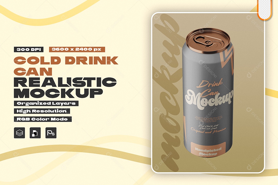 Mockup Lata de Bebida Gelada PSD Editável