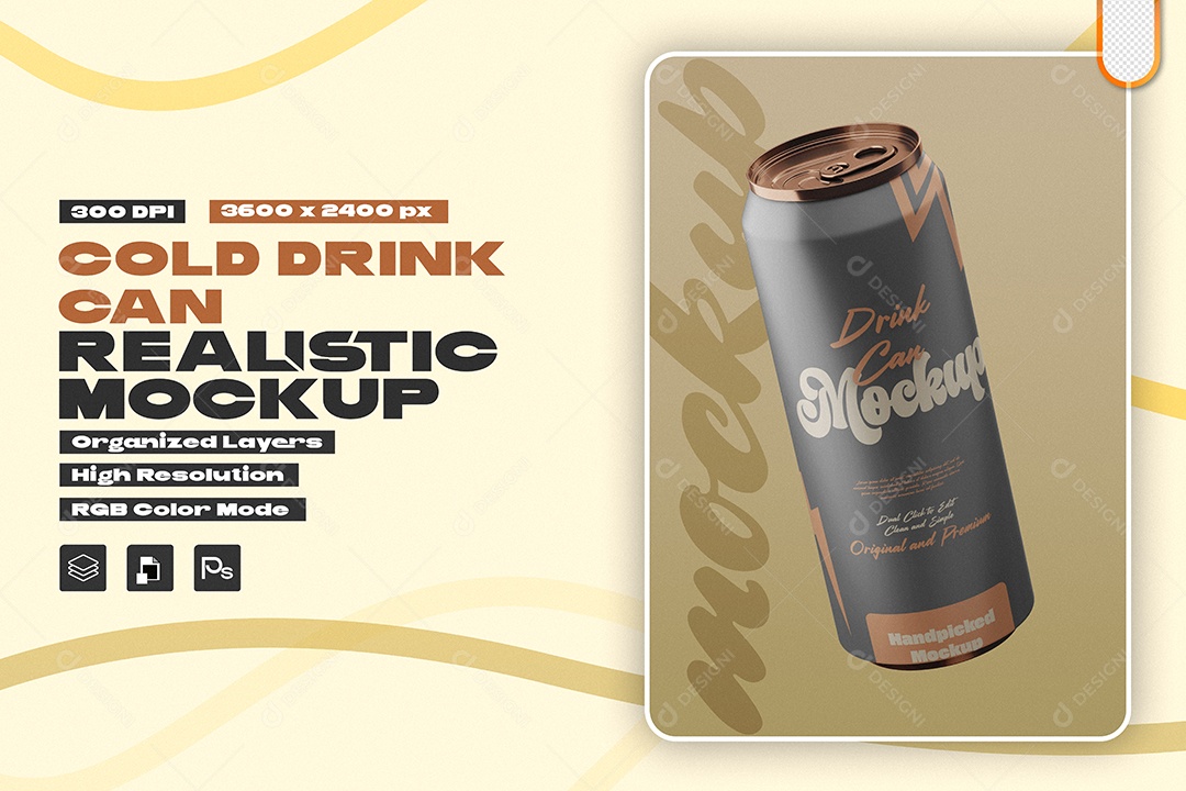 Mockup Lata de Bebida Gelada PSD Editável