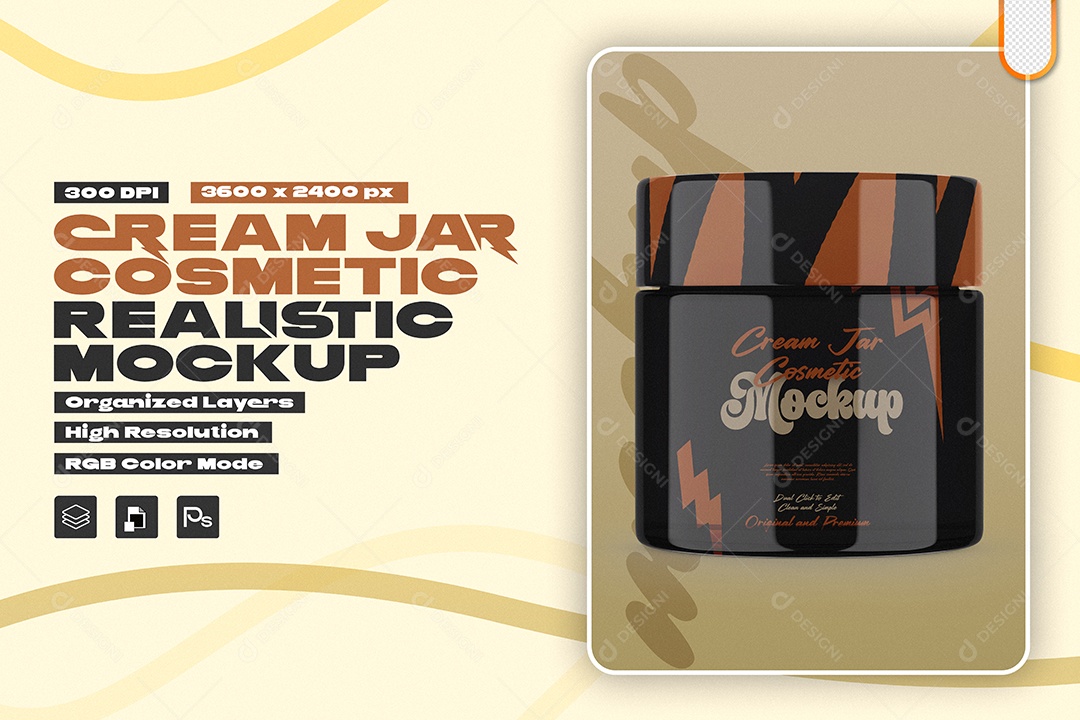 Mockup Pote de Creme Cosmético PSD Editável