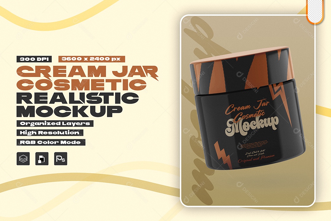 Mockup Pote de Creme Cosmético PSD Editável