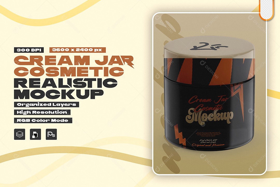 Mockup Pote de Creme Cosmético PSD Editável