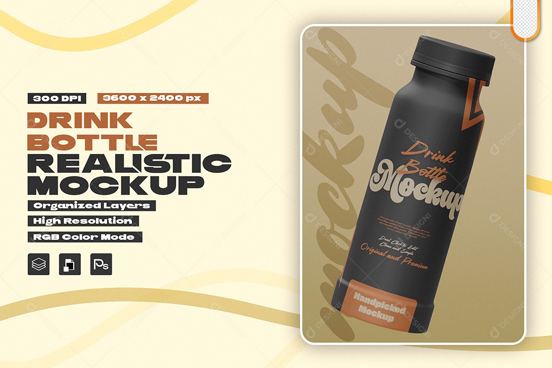 Mockup Garrafa de Bebida PSD Editável