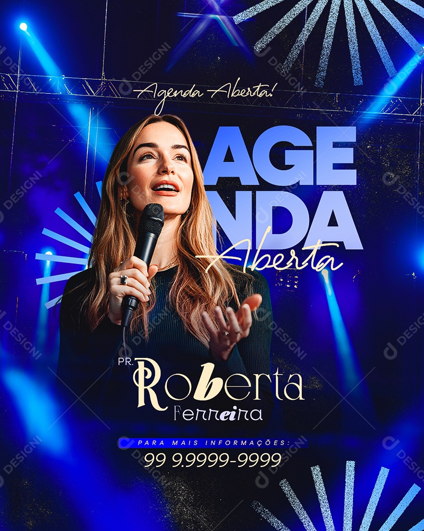 Flyer Agenda Gospel Pr Roberta Ferreira Social Media PSD Editável