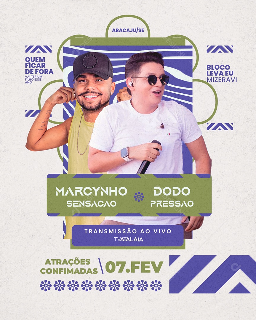 Flyer Show Marcynho e Dodo Social Media PSD Editável